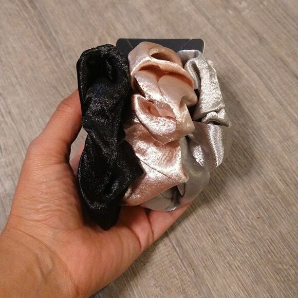 Satin Hair Scrunchies set of 3 - Picture 1 of 4